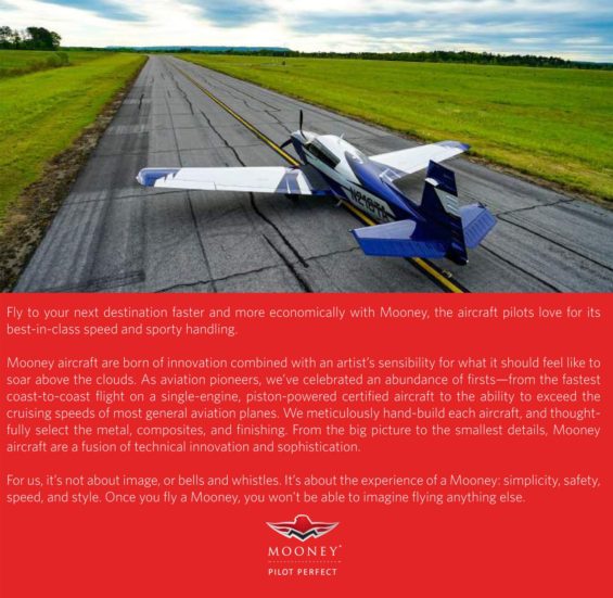 Ad for Mooney luxury aircraft by copywriter Robin Catalano