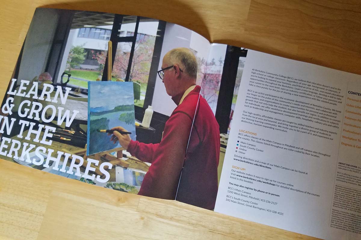 Berkshire Community college adult learning brochure by higher ed copywriter Robin Catalano